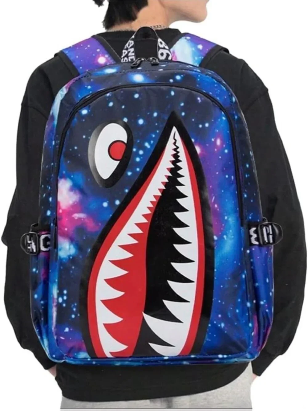 Lightweight Shark Kids Backpack, Water-Resistant Schoolbag with USB Port, Purple